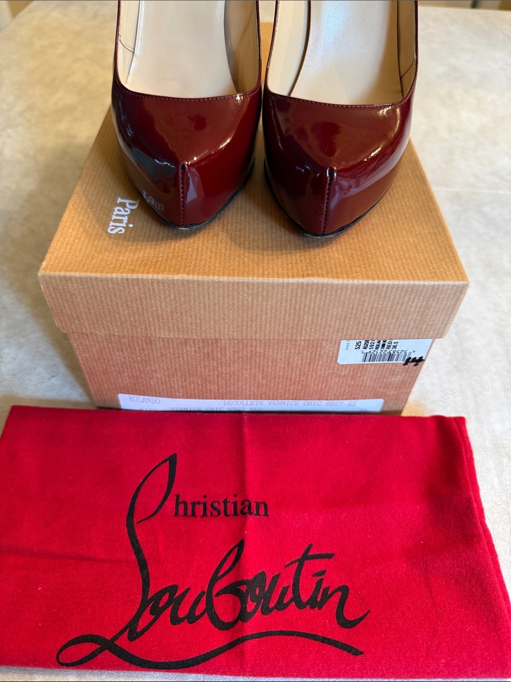 Christian Louboutin Burgundy Patent Leather Stiletto Heels 4” ( 100 mm ) - Picture 9 of 9